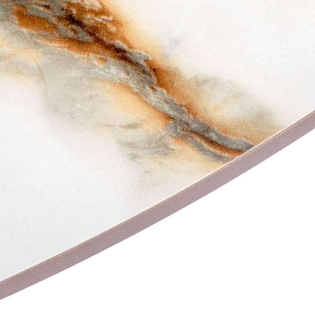 Стол Aura D110, керамогранит Calacatte gold мрамор, чёрный