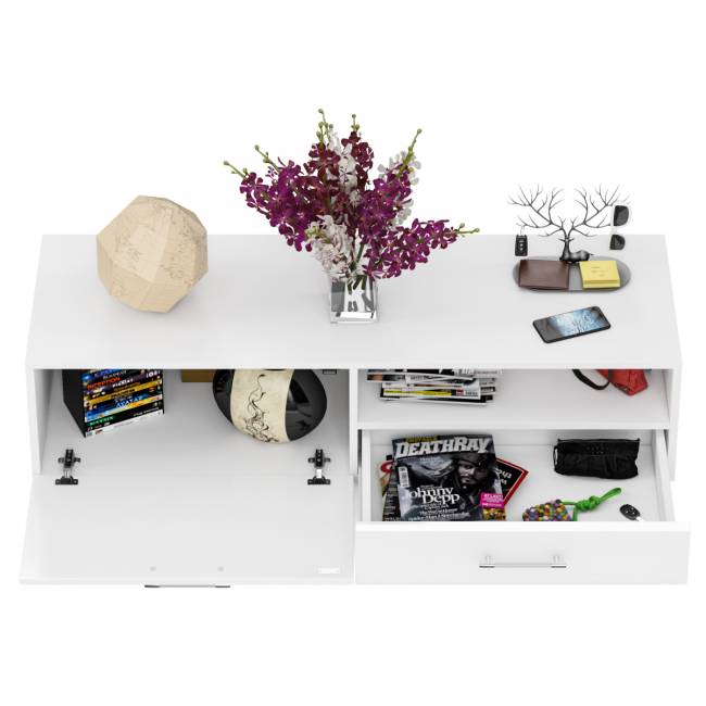 Тумба под ТВ Ларго 1,4 цвет белый/белый глянец Тумба под ТВ Ларго 1,4 цвет белый/белый глянец