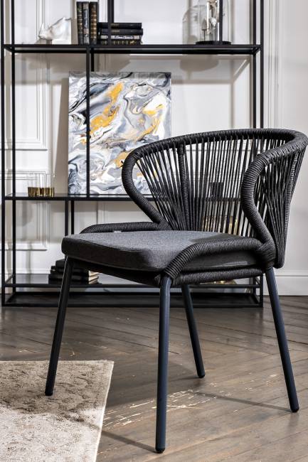 "Венето" обеденная группа на 4 персоны со стульями "Милан", каркас темно-серый, роуп темно-серый "Венето" обеденная группа на 4 персоны со стульями "Милан", каркас темно-серый, роуп темно-серый