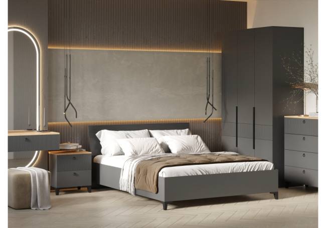 Кровать Кровать Ника 160х200 с основанием дсп эйхория QR-17 / графит