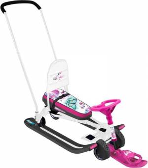 Снегокат "Тимка спорт 6" с Бабочками (белый каркас)