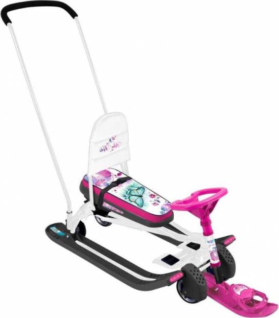 Снегокат "Тимка спорт 6" с Бабочками (белый каркас)