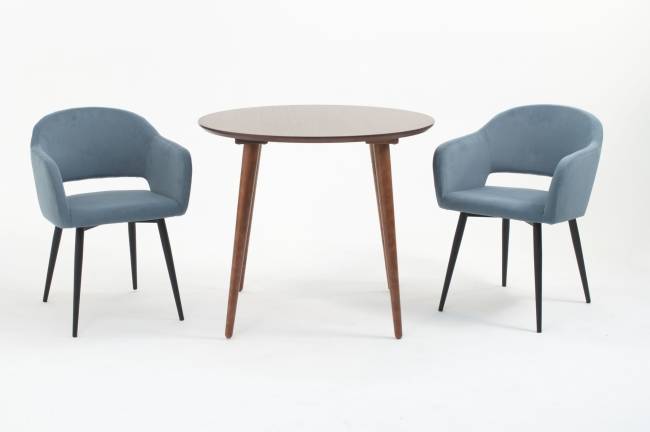 Стол Монте К 100 орех с креслами Пичч велюр синий