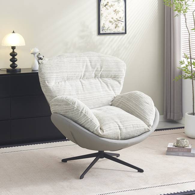 Кресло BLISS серый, экокожа, шенилл