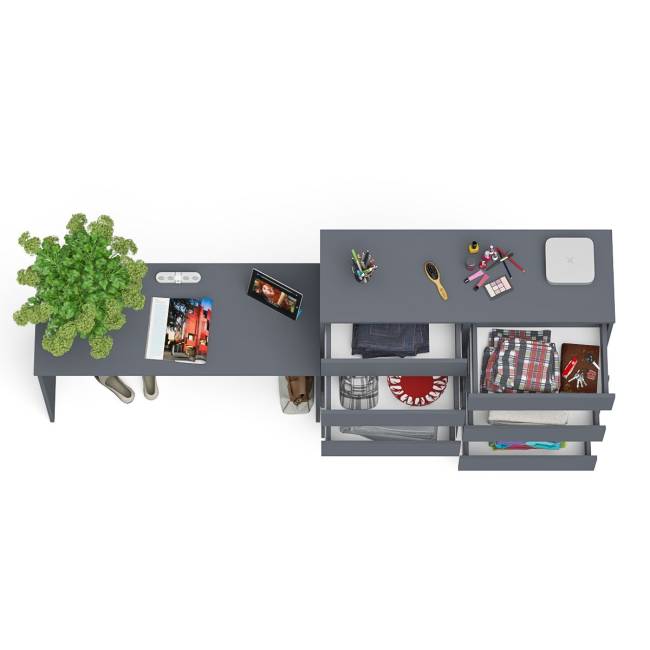 Большой комод МК1200.10 десять ящиков и письменный стол МСП1200 Мори цвет графит Большой комод МК1200.10 десять ящиков и письменный стол МСП1200 Мори цвет графит