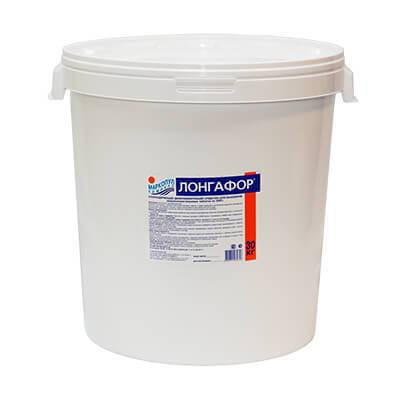 ЛОНГАФОР, 30кг ведро, табл.200гр, медленнорастворимый хлор для непрерывной дезинфекции воды ЛОНГАФОР, 30кг ведро, табл.200гр, медленнорастворимый хлор для непрерывной дезинфекции воды