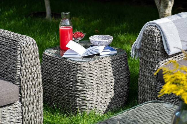 "Кальяри" кофейный столик из искусственного ротанга (гиацинт), цвет серый "Кальяри" кофейный столик из искусственного ротанга (гиацинт), цвет серый