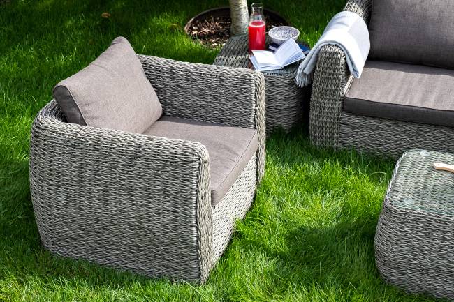 "Кальяри" кофейный столик из искусственного ротанга (гиацинт), цвет серый "Кальяри" кофейный столик из искусственного ротанга (гиацинт), цвет серый