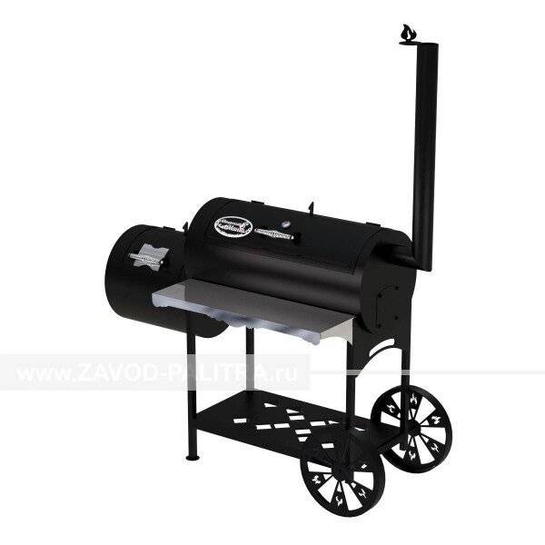 Гриль-Смокер XL, из стали толщиной 4 мм, топка слева, в термостойкой покраске