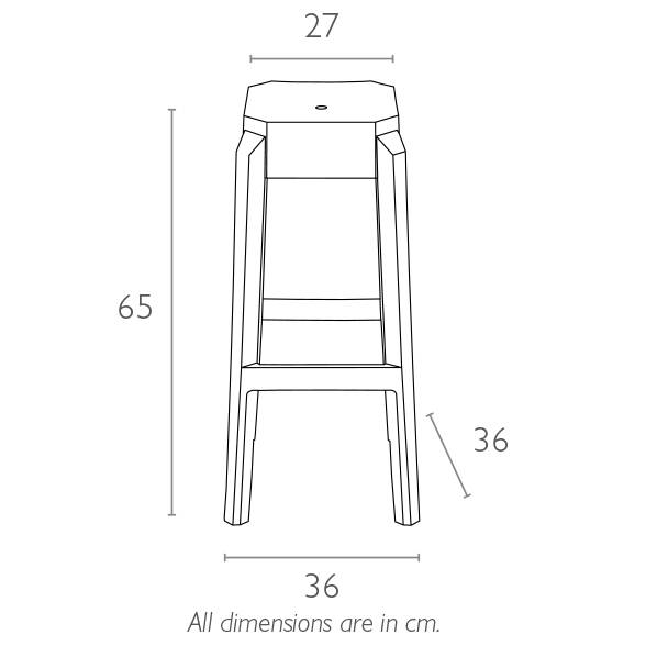 Табурет прозрачный полубарный Fox 65 прозрачный 360х360х650 мм Табурет прозрачный полубарный Fox 65 прозрачный 360х360х650 мм