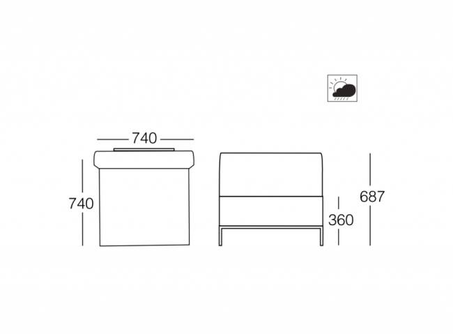 Диван модульный Slim Stripe белый, бежевый 2220х740х687 мм Диван модульный Slim Stripe белый, бежевый 2220х740х687 мм