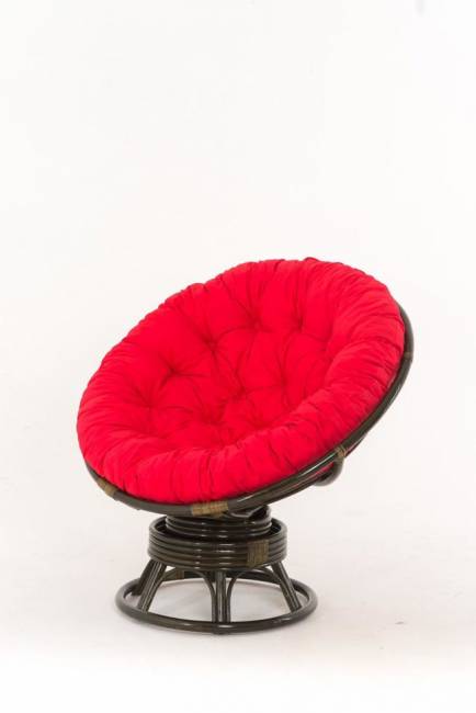 Кресло-качалка "PAPASAN" темный коньяк с механизмом красная подушка Кресло-качалка "PAPASAN" темный коньяк с механизмом красная подушка