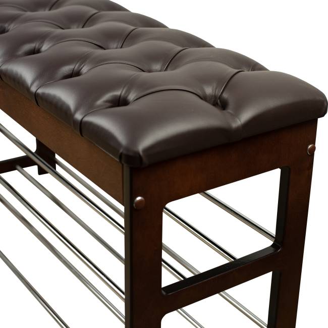 Банкетка Грейс орех, к/з Ева 1, каретная стяжка Л