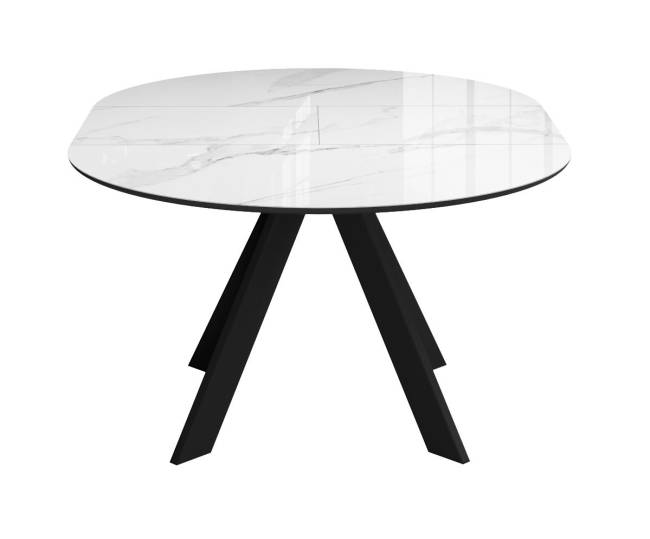 Стол DikLine SFC100 d1000 стекло Оптивайт Белый мрамор/подстолье черное Стол DikLine SFC100 d1000 стекло Оптивайт Белый мрамор/подстолье черное