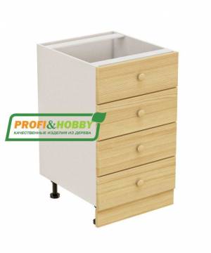 Тумба 4 ящика 500х530х720 + фасад сосна без покраски Тумба 4 ящика 500х530х720 + фасад сосна без покраски