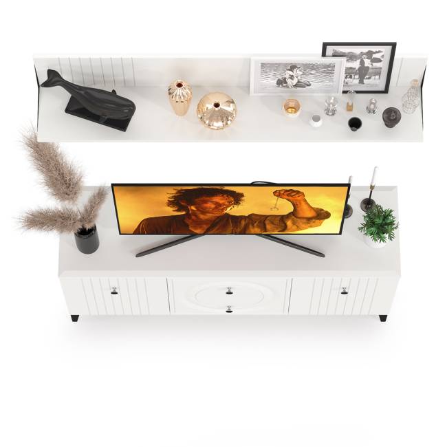 Тумба для ТВ с навесной полкой Валенсия цвет белый шагрень Тумба для ТВ с навесной полкой Валенсия цвет белый шагрень