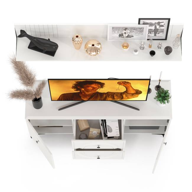 Тумба для ТВ с навесной полкой Валенсия цвет белый шагрень Тумба для ТВ с навесной полкой Валенсия цвет белый шагрень