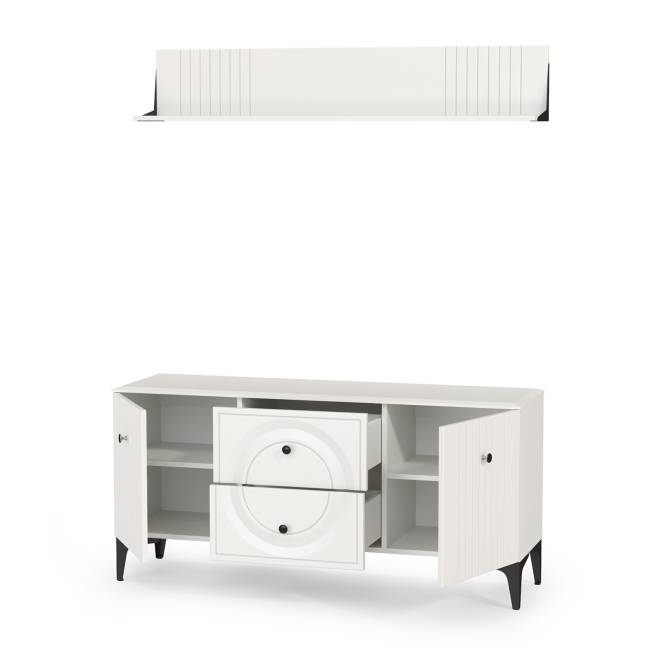 Тумба для ТВ с навесной полкой Валенсия цвет белый шагрень Тумба для ТВ с навесной полкой Валенсия цвет белый шагрень