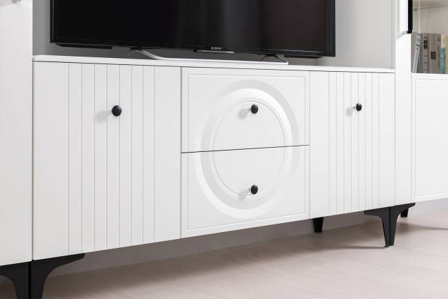 Тумба для ТВ с навесной полкой Валенсия цвет белый шагрень Тумба для ТВ с навесной полкой Валенсия цвет белый шагрень