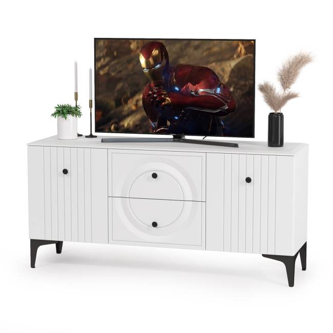 Тумба для ТВ с навесной полкой Валенсия цвет белый шагрень Тумба для ТВ с навесной полкой Валенсия цвет белый шагрень