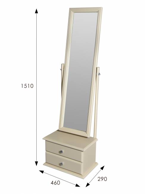 Зеркало с тумбой Селена слоновая кость 151 см х 46 см