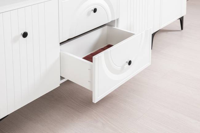 Валенсия стенка в гостиную № 66 цвет белый шагрень