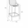 Стул пластиковый полубарный Air Bar 65 белый 440х510х950 мм