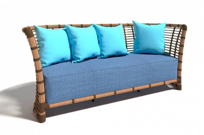 Комплект для отдыха "Бамбук", из искусственного ротанга , 1+1+2, песочный