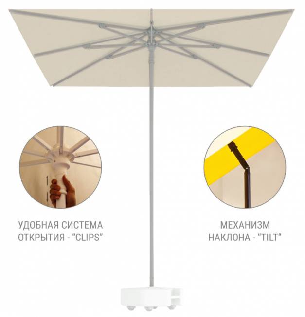 Зонт пляжный профессиональный 2х2 м Kiwi Clips бежевый 2000х2000 мм Зонт пляжный профессиональный 2х2 м Kiwi Clips бежевый 2000х2000 мм