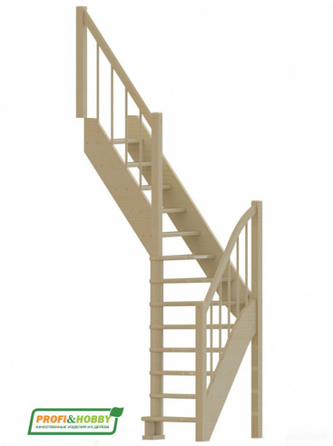 Деревянная лестница ЛС-91м+2 ступени сверху Деревянная лестница ЛС-91м+2 ступени сверху