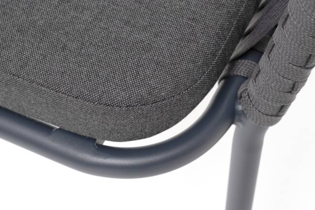 "Бордо" стул плетеный из роупа, каркас алюминий темно-серый (RAL7024) муар, роуп серый 15мм, ткань темно-серая 027 "Бордо" стул плетеный из роупа, каркас алюминий темно-серый (RAL7024) муар, роуп серый 15мм, ткань темно-серая 027